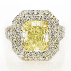 NWT $205, 000 Rare Important Fancy 18KT Gold Yellow Diamond Ring