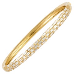 NWT $ 21, 000 18KT oro brillante fantasía cónico baguette diamante pulsera brazalete