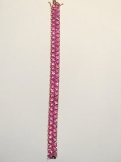 NWT $21, 439 18KT Gold Fancy Glittering 30CT Pink Sapphire Diamond Bracelet