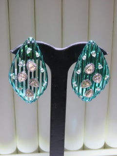 NWT $21, 800 18KT Gold Green Titanium Gorgeous Fancy Yellow Diamond Earrings