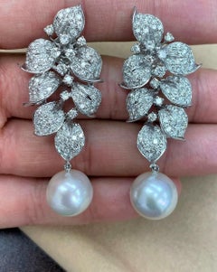 NWT $21, 500 Important 18KT Gold Fancy South Sea Large Pearl Diamond Earrings