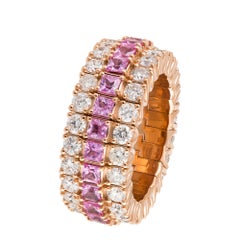 NWT $22, 000 18KT Fancy Large Glittering Fancy Pink Sapphire Diamond Band Ring