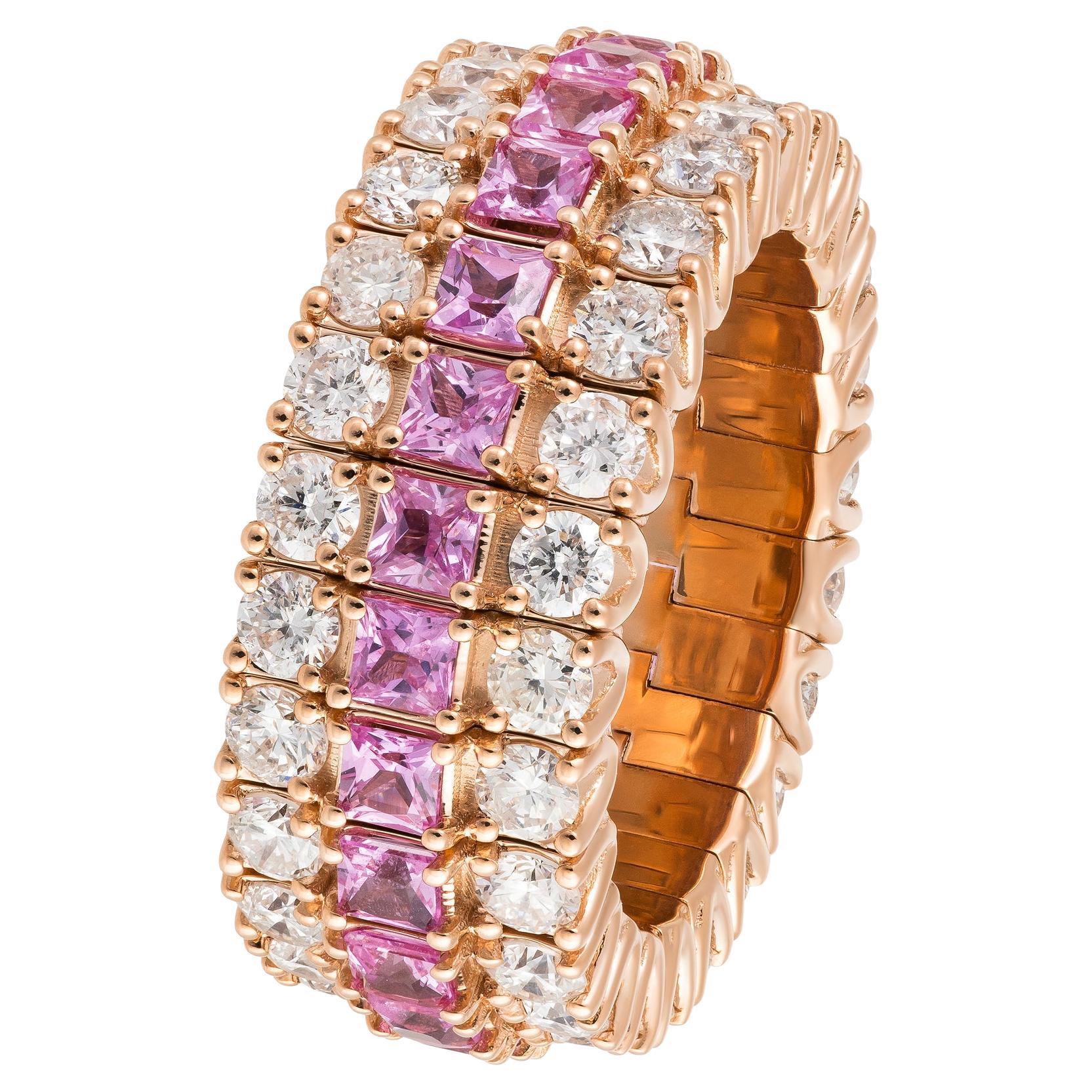 NWT $22, 000 18KT Fancy Large Glittering Fancy Pink Sapphire Diamond Band Ring im Angebot