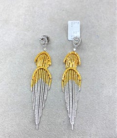 Nwt $22, 000 18kt Magnificent Fancy Yellow Diamond White Diamond Fringe Earrings