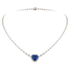 NWT $22, 000 Fancy Large 18KT Gold Heart Tanzanite Diamond Pendant Necklace