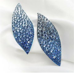 NWT $22, 000 Important 18KT 27.50CT Fancy Blue Sapphire Diamond Drop Earrings
