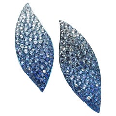 NWT $22, 000 Important 18KT 27.50CT Fancy Blue Sapphire Diamond Drop Earrings