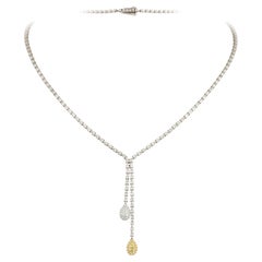 NWT $22, 000 Importante collar de diamantes amarillos y blancos de fantasía en oro de 18 quilates