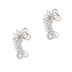 NWT $22, 500 18KT Gold Fancy Diamond Seahorse Shape Climber Earrings