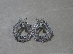 NWT $22, 500 18KT Gold Lrg Fancy Circular Glittering Round Diamond Bow Earrings