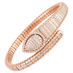 NWT 22, 500 Rare 18KT Gold Fancy Serpent Diamond Cuff Bangle Bracelet