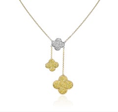 NWT $22, 922 Important 18KT Large Fancy Yellow Diamond Clover Pendant Necklace