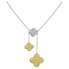 NWT $22, 922 Important 18KT Large Fancy Yellow Diamond Clover Pendant Necklace