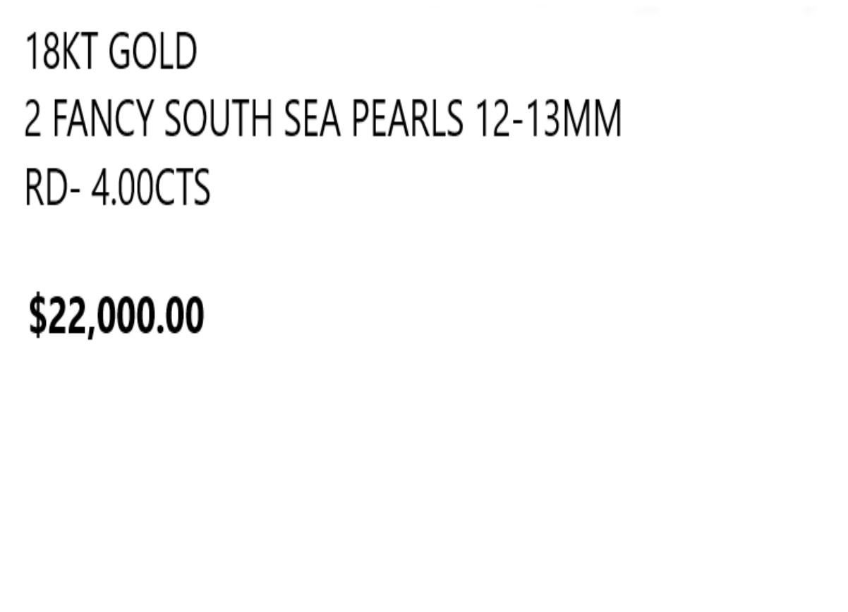 Women's NWT $22, 000 Rare 18KT South Sea Large Pearl Rose Cut Diamond Earrings For Sale