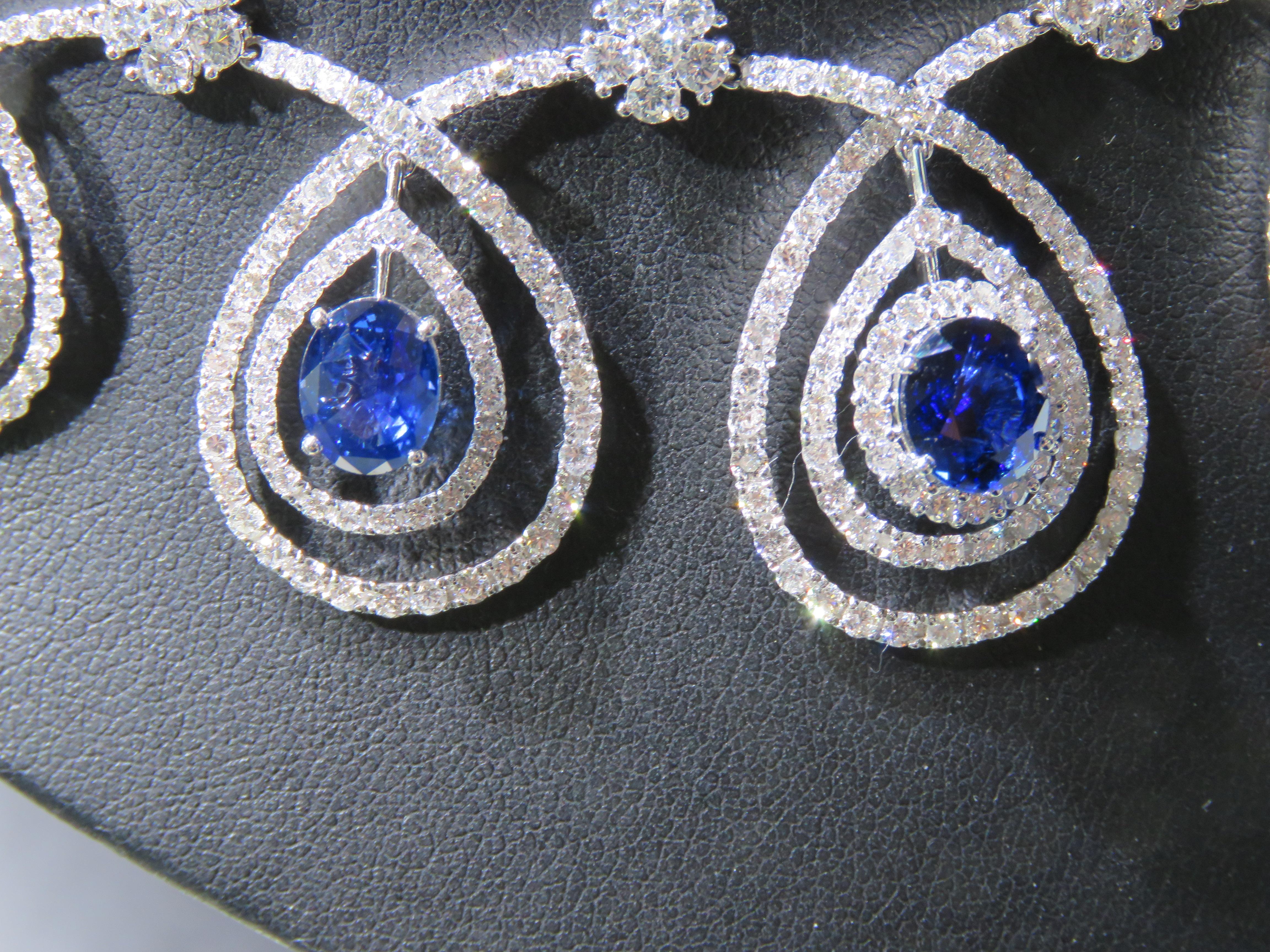 Donna NWT $229.000 Splendida collana di diamanti con zaffiro Fancy Ceppylon in oro 18KT 40CT in vendita