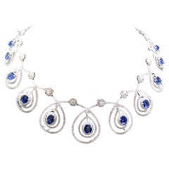 NWT $229, 000 Gorgeous 18KT Gold 40CT Fancy Ceylon Sapphire Diamond Necklace
