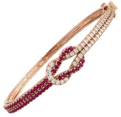 NWT $23, 000 18KT Gold Rare Gorgeous Fancy Ruby Diamond Bangle Bracelet