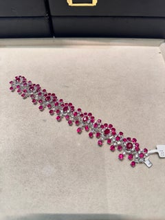NWT $230, 000 Fancy 18KT Gold 45CT Rare Natural Burmese Ruby Diamond Bracelet
