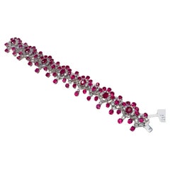 Bracelet fantaisie en or 18 carats 45 carats avec rubis naturel de Birmanie rare, 230 000 $, nouveau avec étiquette