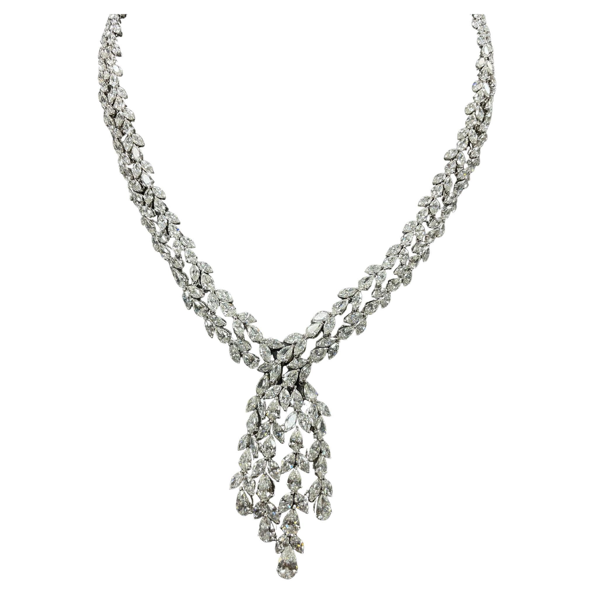 NWT Rare 18 Karat Gorgeous Fancy Glittering Diamond Necklace For Sale