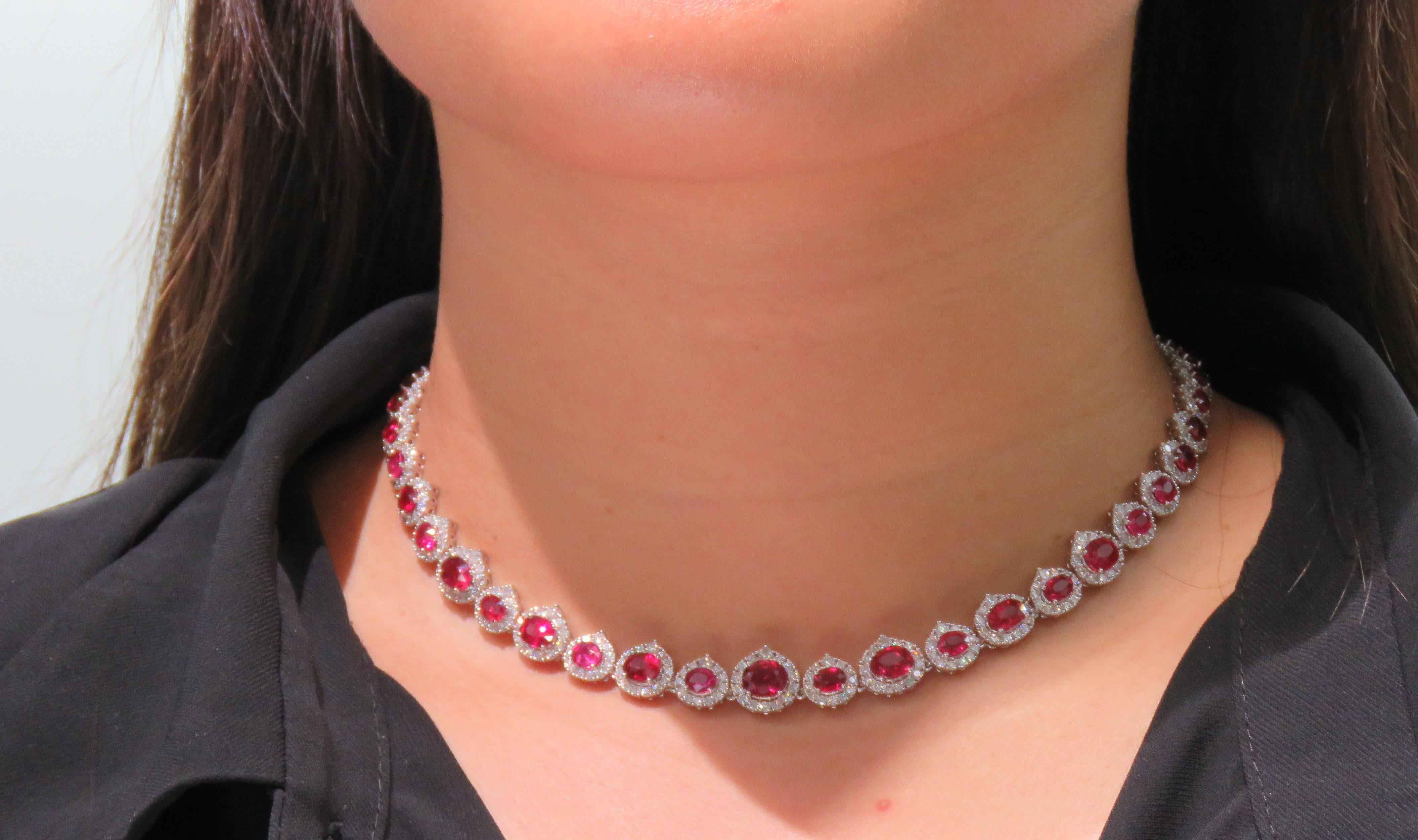 NEU $235, 000 Seltene wichtige Fancy 18KT Wunderschöne AIGS Rubin-Diamant-Halskette, AIGS, neu mit Diamanten  im Zustand „Hervorragend“ im Angebot in New York, NY
