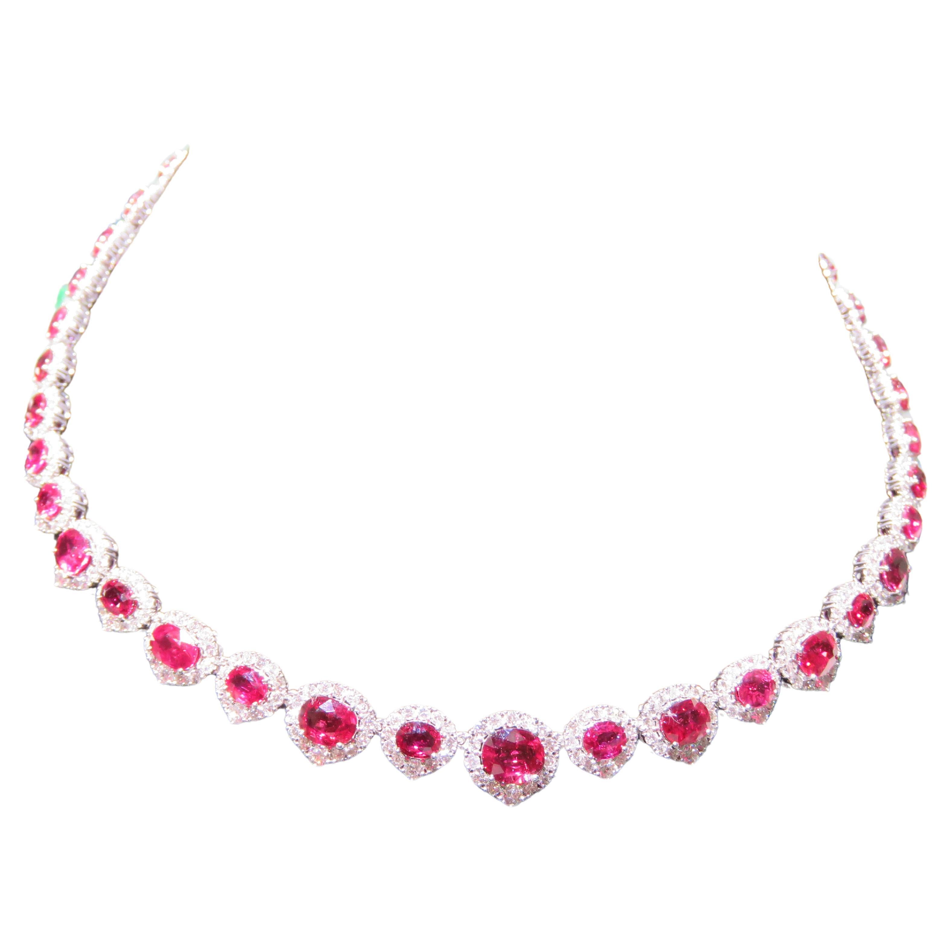 NWT $ 235, 000 Rare Importante Fancy 18KT Gorgeous AIGS Rubí Collar de Diamantes