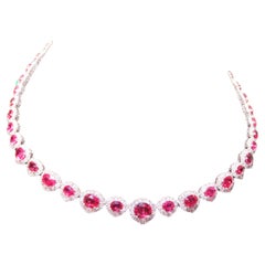 NWT 235 000 $ Rare important collier fantaisie 18 carats magnifique rubis et diamant AIGS 