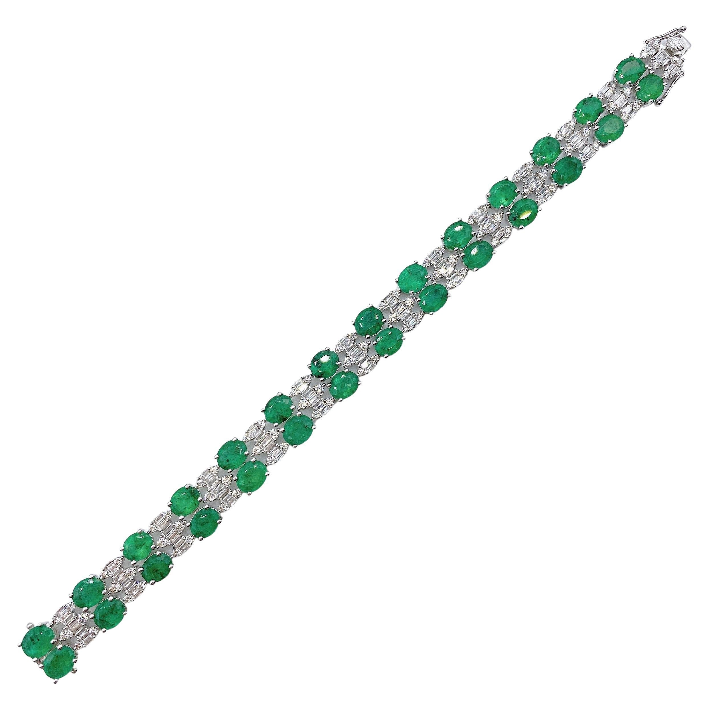 NEU $23, 599 18KT Gold Fancy Glitzerndes 18,50CT Grünes Smaragd-Diamant-Armband, neuwertig