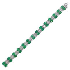 NWT $23, 599 18KT Gold Fancy Glittering 18.50CT Green Emerald Diamond Bracelet