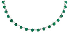 NWT $24, 000 18KT Gold Fancy Large Glittering Fancy Emerald Diamond Necklace
