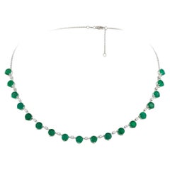 NWT $24, 000 18KT Gold Fancy Large Glittering Fancy Emerald Diamond Necklace