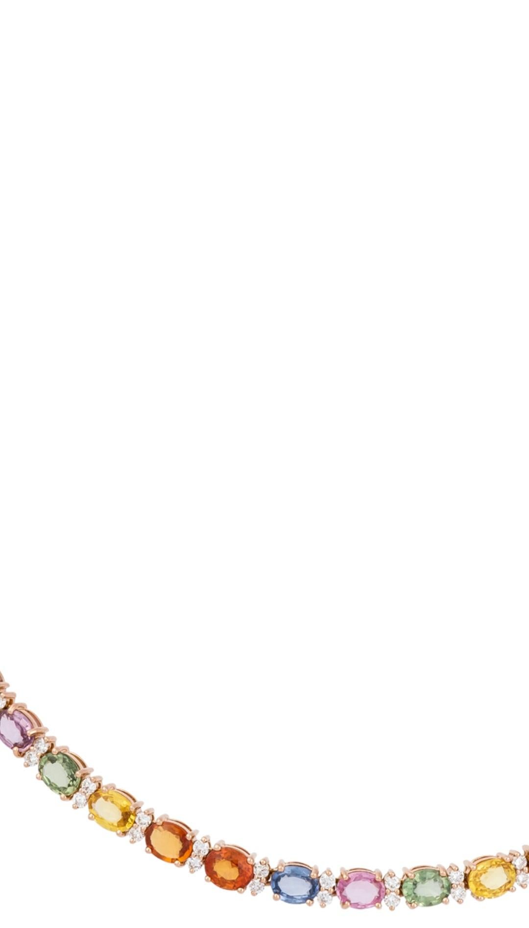 Taglio misto NWT $24, 000 Collana in oro 18KT Fancy Large Glittering Rainbow Sapphire Diamond in vendita