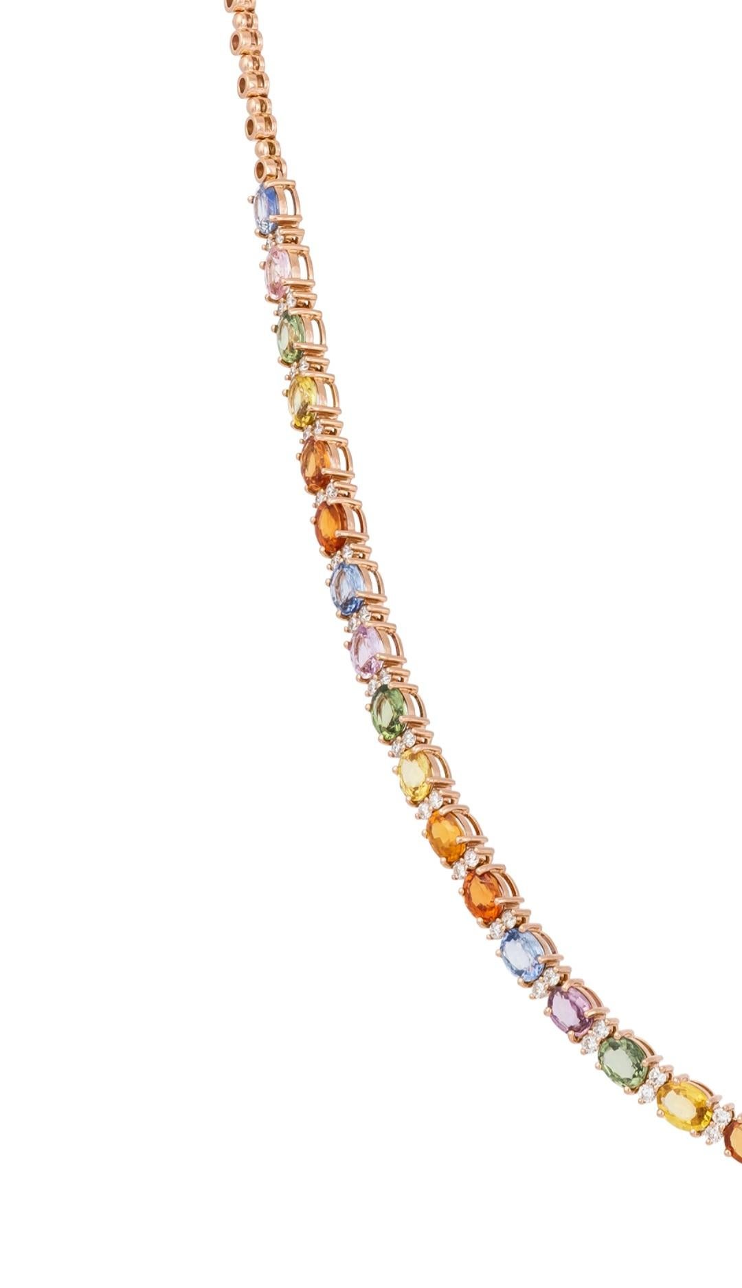 NWT $24, 000 Collana in oro 18KT Fancy Large Glittering Rainbow Sapphire Diamond In condizioni Nuovo in vendita a New York, NY
