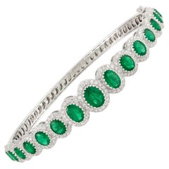 NWT $24, 000 18KT Gold Rare Gorgeous Fancy Emerald Diamond Bangle Bracelet