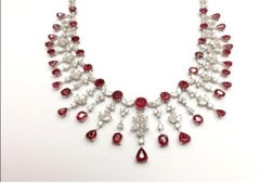 NWT $240, 000 18KT Gold Fancy Large Glittering Fancy Ruby Diamond Drop Necklace