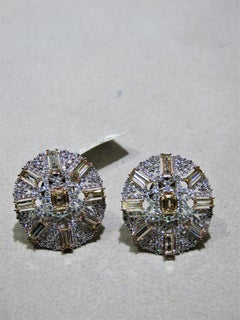 NWT $24, 000 Rare 18KT Gold Fancy Cognac Diamond and White Diamond Earrings