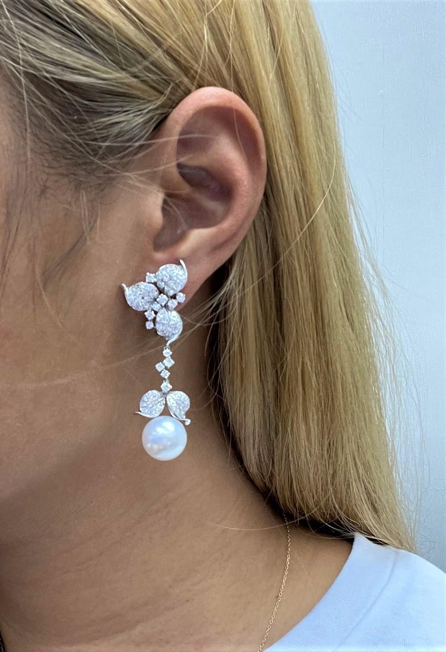 large pearl and diamond earrings