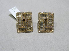 NWT $24, 000 Rare 18KT Yellow Gold Fancy Baguette Trillion Cut Diamond Earrings