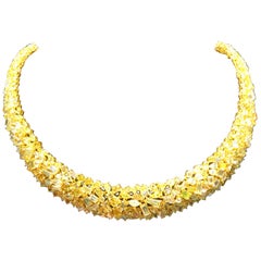 NWT $244, 000 Rara collana di diamanti gialli fantasia in oro 18kt Gorgeous 51ct Fancy