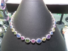 NWT $249, 000 18KT Magnificent Large Multi Rainbow Sapphire Diamond Necklace