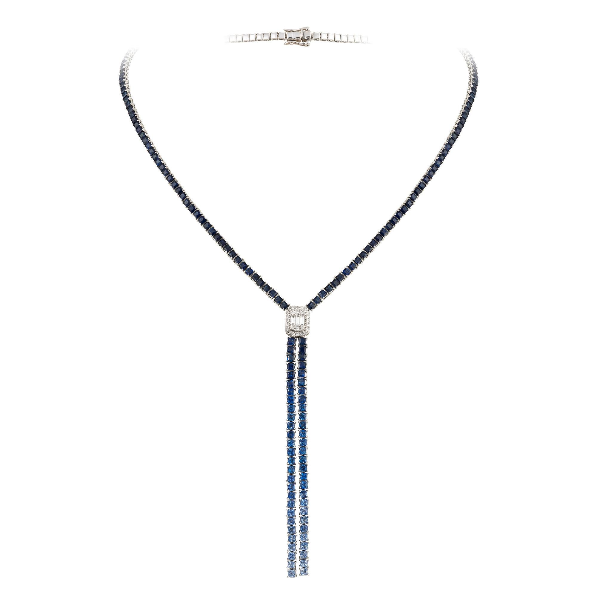 Collier fantaisie en or 18 carats avec grand saphir bleu pailleté et diamants, 25 000 $, nouveau avec étiquette Neuf - En vente à New York, NY