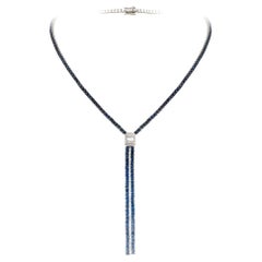 NWT $25, 000 18KT Gold Fancy Large Glittering Blue Sapphire Diamond Necklace