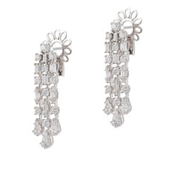 NWT $25, 000 18KT Gold Rare Fancy Chandelier Diamond Draped Drop Earrings