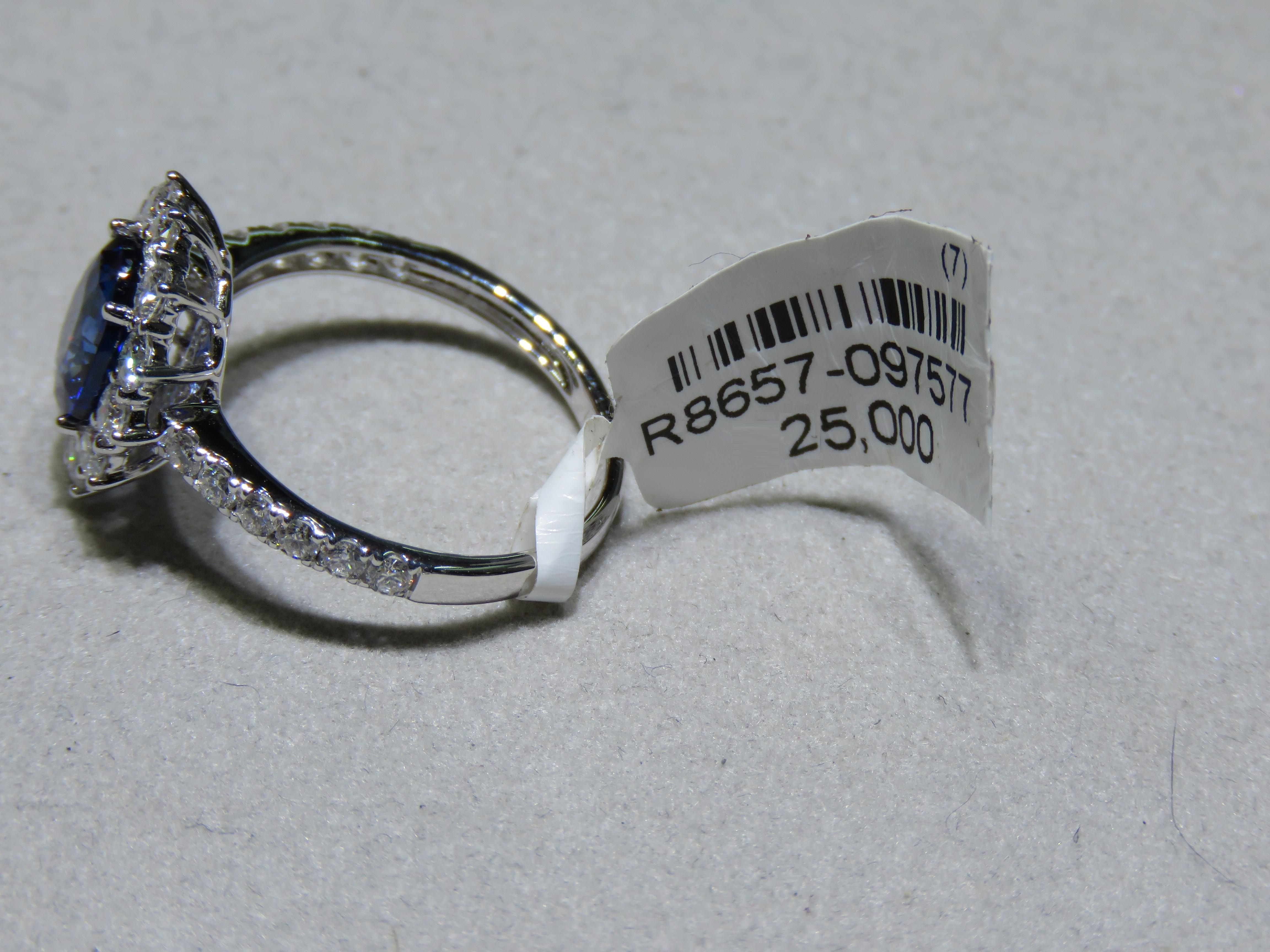 NWT $25,000 Oro 18KT Raro Splendido Anello con diamante e zaffiro blu di Ceylon di grandi dimensioni In condizioni Nuovo in vendita a New York, NY