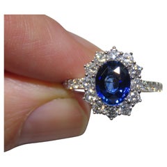Bague rare et magnifique en or 18 carats avec saphir bleu de Ceylan et diamants 25 000 $, neuve avec étiquette