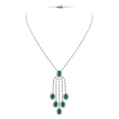 NWT $25, 000 18KT Gold Rare Important Fancy 9CT Emerald Diamond Drop Necklace