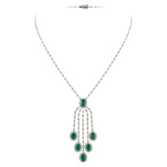 NWT $25, 000 18KT Gold Rare Important Fancy 9CT Emerald Diamond Drop Necklace