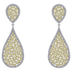 NWT $25, 000 18KT Large Fancy Glittering Yellow Diamond Dangle Earrings