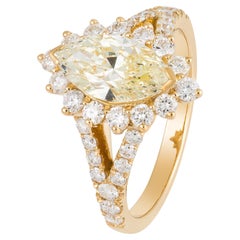 NWT $25,000 Raro e importante anello con diamanti gialli in oro 18KT