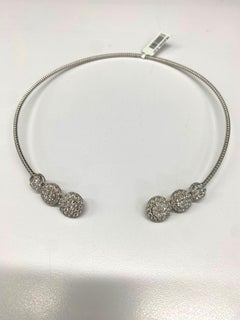 NWT $25, 187 18KT Fancy Glittering Fancy White Diamond Choker Necklace